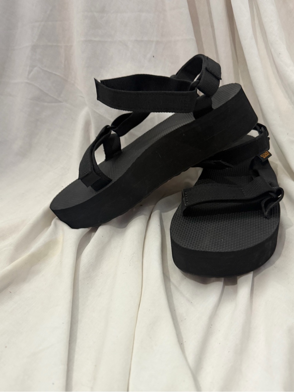 Teva Black Platform Strap Sandals